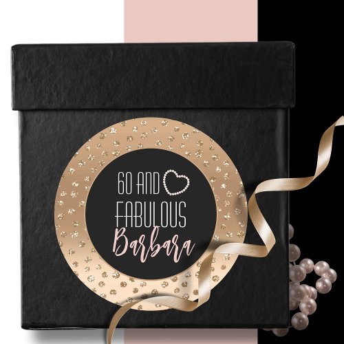 60 and Fabulous Elegant Blush Pink Gold Glitter    Classic Round Sticker