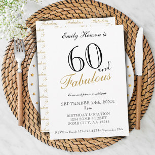 60 and Fabulous Elegant Script Birthday Invitation