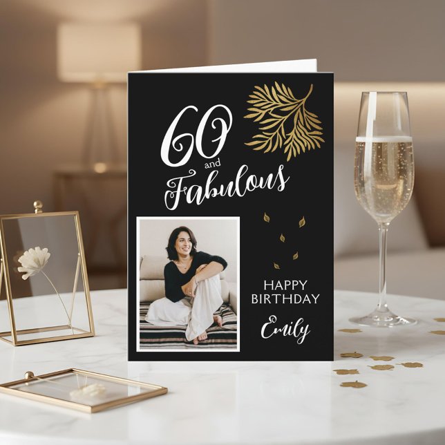 60 and Fabulous Foliage 60th Birthday Photo Card (Creator Uploaded)