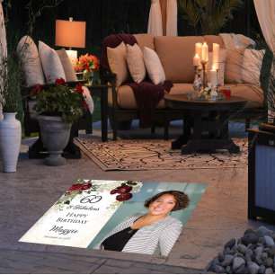 60 and Fabulous Glam Rose Floral Birthday Party Floor Decals