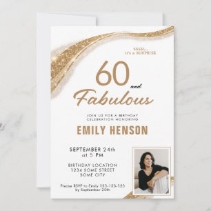 60 and Fabulous Gold 60th Birthday Invitation