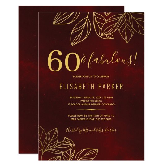 60 and fabulous gold elegant 60th birthday party invitation | Zazzle.com