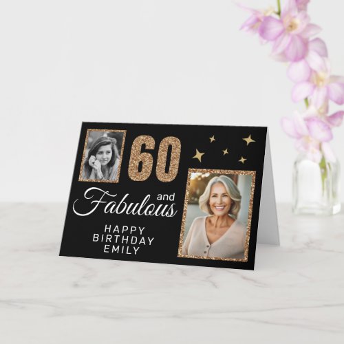 60 and Fabulous Gold Glitter 2 Photo 60th Birthday