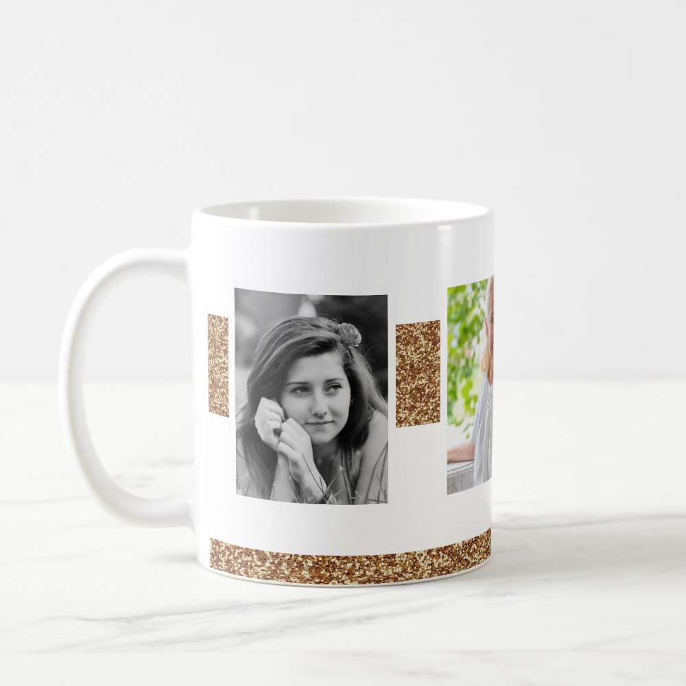 Discover 60 and Fabulous Gold Glitter 2 Photo 60th Birthday Coffee Mug