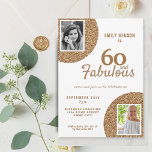 60 and Fabulous Gold Glitter 2 Photo 60th Birthday Invitation<br><div class="desc">60 and Fabulous Gold Glitter 2 Photo 60th Birthday Invitation. Modern and elegant faux golden glitter birthday invitation for her. Add your photos - you can use an old and a new photo.</div>