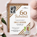 60 and Fabulous Gold Glitter 2 Photo 60th Birthday Invitation<br><div class="desc">60 and Fabulous Gold Glitter 2 Photo 60th Birthday Surprise Party Invitation. Modern and elegant faux golden glitter birthday invitation for her. Add your photos - you can use an old and a new photo. You can change all the text.</div>