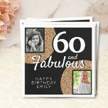 60 and Fabulous Gold Glitter 2 Photo 60th Birthday Napkins<br><div class="desc">60 and Fabulous Gold Glitter 2 Photo 60th Birthday Party Napkins. Add your photos - you can use an old and new photo. Add your name and age.</div>