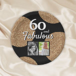 60 and Fabulous Gold Glitter 2 Photo 60th Birthday Paper Plates<br><div class="desc">60 and Fabulous Gold Glitter 2 Photo 60th Birthday Party paper plates. Add your photos - you can use an old and new photo. Add your name and age.</div>