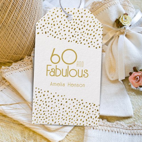 60 and Fabulous Gold Glitter 60th Birthday Gift Tags