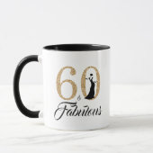 60 and Fabulous Gold Glitter 60th Birthday Mug (Left)