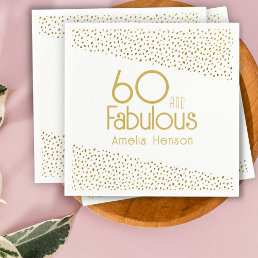 60 and Fabulous Gold Glitter 60th Birthday  Napkins