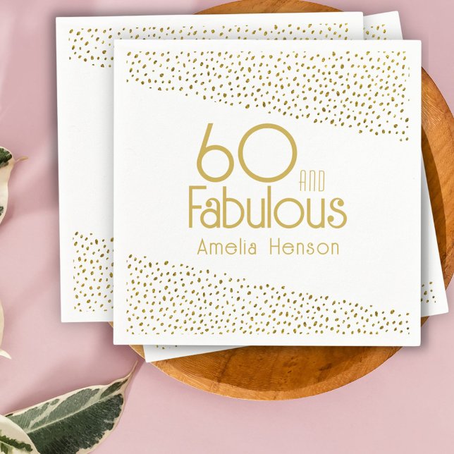 60 and Fabulous Gold Glitter 60th Birthday  Napkins (Creator Uploaded)