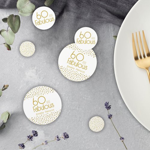 60 and Fabulous Gold Glitter 60th Birthday Party Confetti