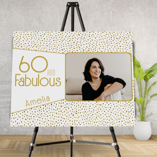 60 and Fabulous Gold Glitter Photo 60th Birthday Foam Board (Creator Uploaded)