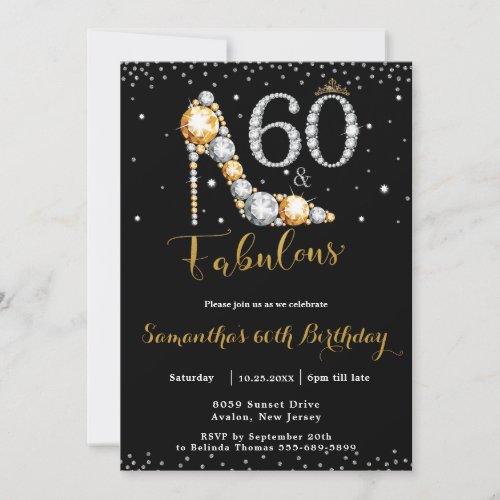 60 and Fabulous High Heel Diamonds 60th Birthday