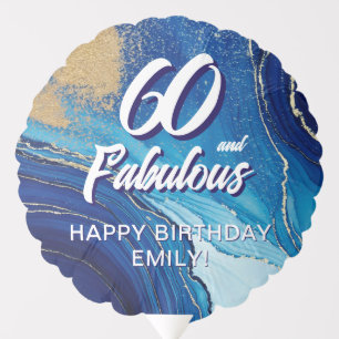 60 and Fabulous Marble Glitter Birthday Balloon