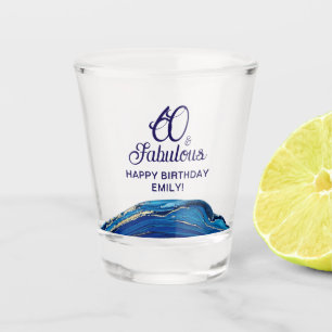 60 and Fabulous Marble Glitter Birthday Party Shot Glass