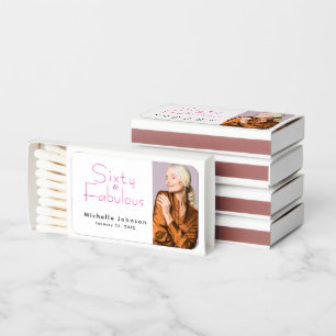 60 and Fabulous Minimal 60th Birthday Party Matchboxes