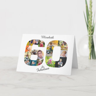 60 and Fabulous Multi Photo Friend 60th Birthday Card