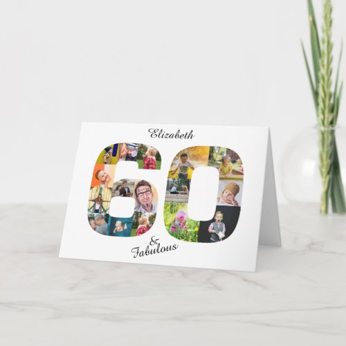 60 and Fabulous Multi Photo Friend 60th Birthday Card