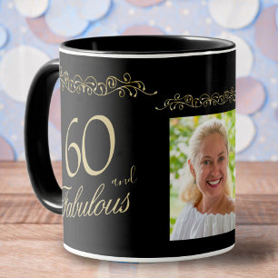 60 and Fabulous Ornament 60th Birthday Photo Mug