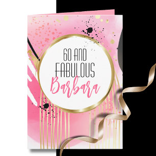 60 and Fabulous Pink Gold Black 60th Birthday Card