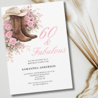 60 and Fabulous Pink Western Floral 60th Birthday