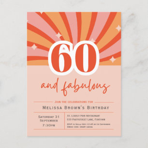 60 and fabulous Retro 50th Birthday Invitation Postcard