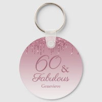 60 and Fabulous Rose Gold Pink Dripping Glitter