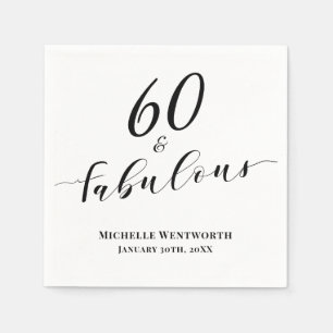 60 and Fabulous Sixtieth Birthday Elegant Script Napkins