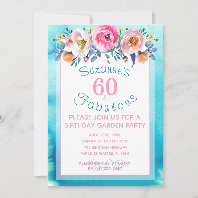 60 and Fabulous Sixtieth Birthday Party Invitation (Front)