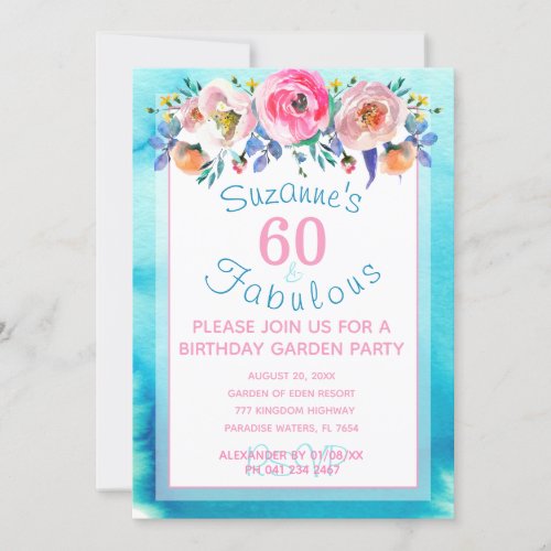 60 and Fabulous Sixtieth Birthday Party Invitation