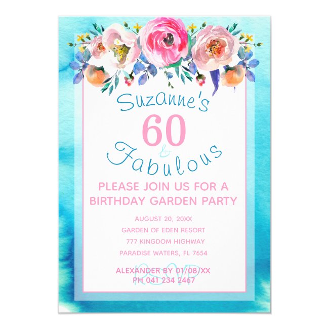 60 and Fabulous Sixtieth Birthday Party Invitation