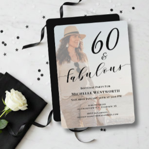 60 and Fabulous Sixtieth Birthday Photo Script Invitation