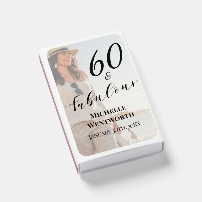 60 and Fabulous Sixtieth Birthday Photo Script Matchboxes (Front Closed)