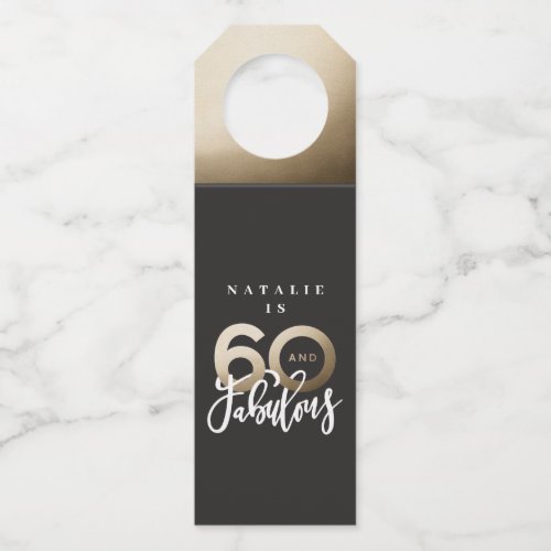 60 and fabulous thank you modern birthday favor bottle hanger tag