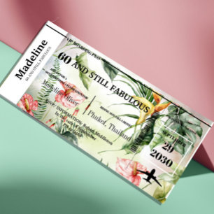 60 and Fabulous Tropical Boarding Pass Birthday