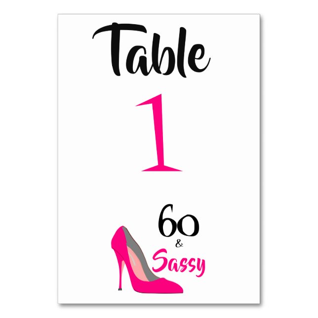 60 and Sassy 60th Birthday Party Table Number (Front)