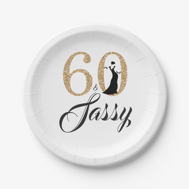 60 and Sassy Birthday Party Paper Plates (Front)