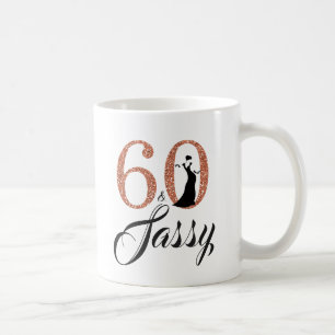 60 and Sassy Copper Glitter 60th Birthday Coffee Mug