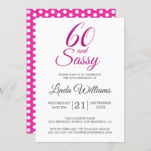 60 and Sassy Pink Glitter 60th Birthday Party Invitation