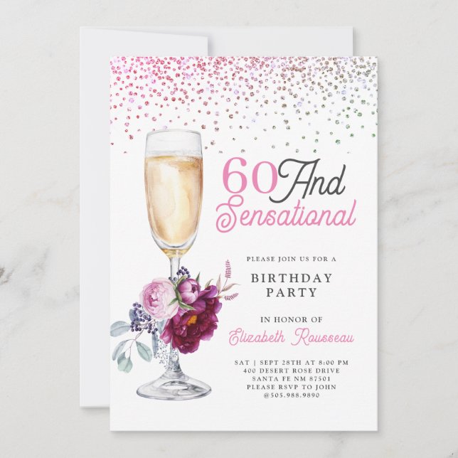 60 And Sensational Birthday Party Invitation (Front)