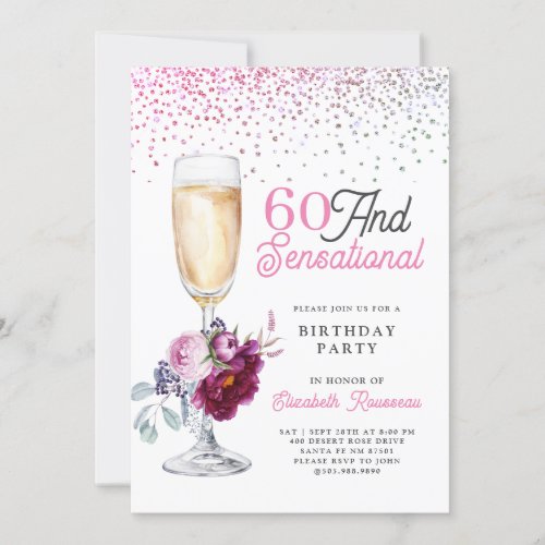 60 And Sensational Birthday Party Invitation