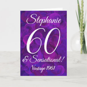 60 and Sensational Elegant Purple Birthday Card