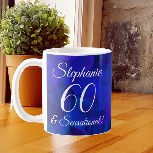 60 and Sensational Elegant Royal Blue Birthday Coffee Mug