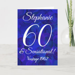 60 and Sensational Elegant Royal Blue Card