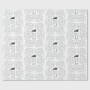 60 and Sparkling Hand Drawn Black and White Wrapping Paper