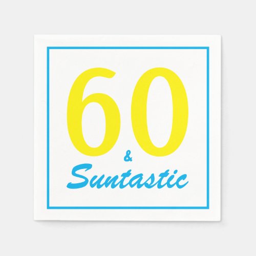 60 and Suntastic Bright Yellow Birthday Party Napkins