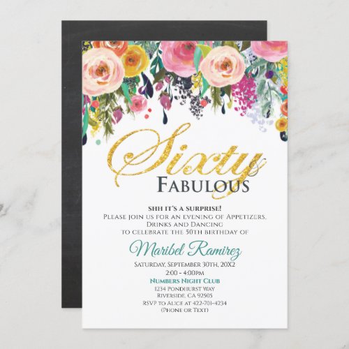 60 Anniversary Fabulous Invitation