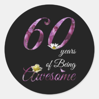 60 Awesome Floral 1963 60Th Classic Round Sticker